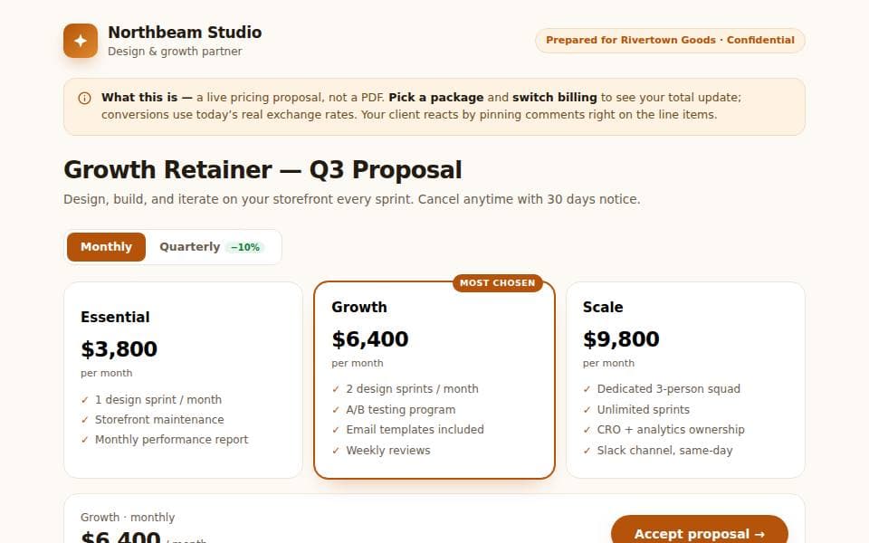 Northbeam Studio — Growth Retainer — Q3 Proposal
